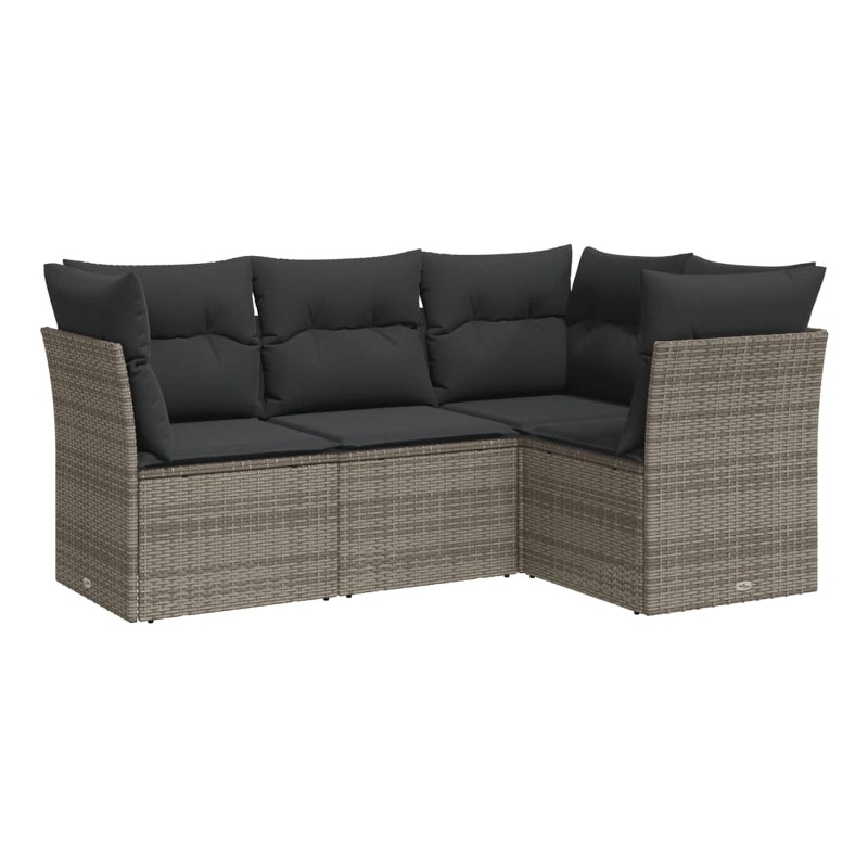 Afuera Living Contemporary 4 Piece Poly Rattan Medium Sofa Set in Gray