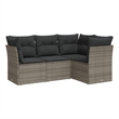 Afuera Living Contemporary 4 Piece Poly Rattan Medium Sofa Set in Gray