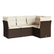 Afuera Living Contemporary 4 Piece Poly Rattan Sofa Set in Brown/Cream