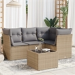 Afuera Living Contemporary 5 Piece Poly Rattan Small Sofa Set in Beige