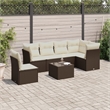 Afuera Living Contemporary 7 Piece Poly Rattan Sofa Set in Brown/Cream