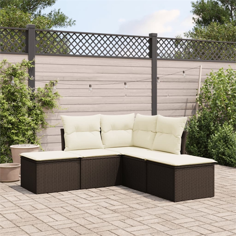 Afuera Living Contemporary 5 Piece Poly Rattan Sofa Set in Brown