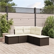 Afuera Living Contemporary 5 Piece Poly Rattan Sofa Set in Brown