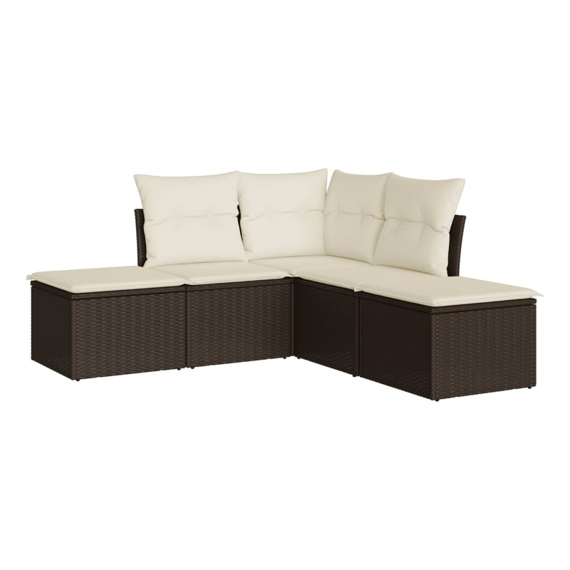 Afuera Living Contemporary 5 Piece Poly Rattan Sofa Set in Brown