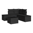 Afuera Living Contemporary 6 Piece Poly Rattan Sofa Set in Black