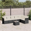 Afuera Living Contemporary 8 Piece Poly Rattan Sofa Set in Black/Cream