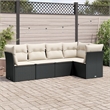 Afuera Living Contemporary 5 Piece Poly Rattan Sofa Set in Black/Cream