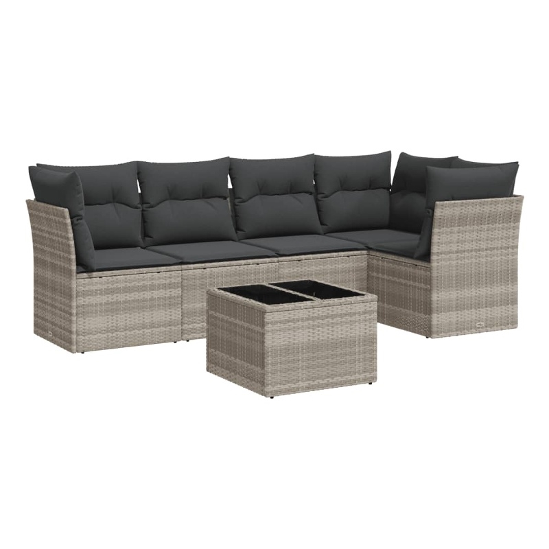 Afuera Living 6 Piece Poly Rattan Sofa Set with Removable Covers in Gray