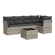 Afuera Living 6 Piece Poly Rattan Sofa Set with Removable Covers in Gray