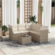 Afuera Living Contemporary 6 Piece Poly Rattan Sofa Set in Beige