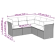 Afuera Living Contemporary 5 Piece Poly Rattan Sofa Set in Gray