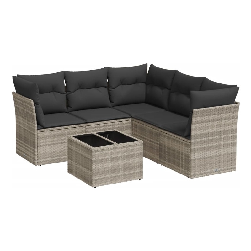 Afuera Living 6 Piece Poly Rattan Sofa Set in Light Gray/Dark Gray