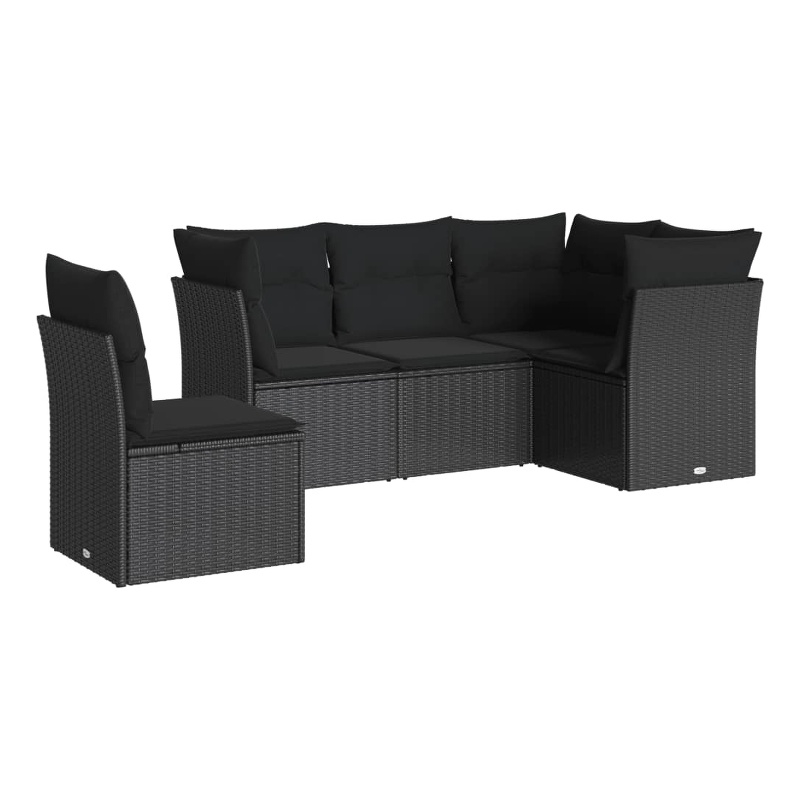 Afuera Living Contemporary 5 Piece Poly Rattan Sofa Set in Black