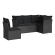 Afuera Living Contemporary 5 Piece Poly Rattan Sofa Set in Black