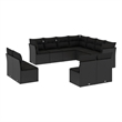 Afuera Living Contemporary 11 Piece Poly Rattan Large Sofa Set in Black