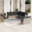 Afuera Living Contemporary 11 Piece Poly Rattan Sofa Set in Gray