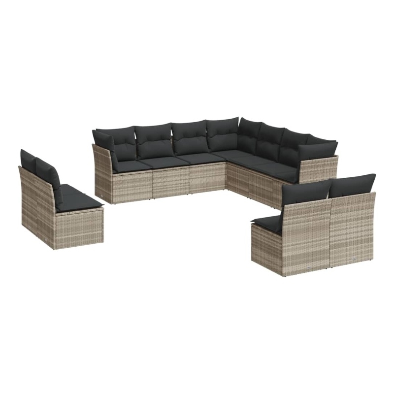 Afuera Living Contemporary 11 Piece Poly Rattan Sofa Set in Gray