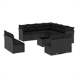 Afuera Living Contemporary Synthetic Poly Rattan 12 Piece  Sofa Set in Black