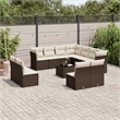 Afuera Living Synthetic Poly Rattan 12 Piece Sofa Set in Brown/Cream