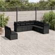 Afuera Living Contemporary 9 Piece Poly Rattan Sofa Set in Black