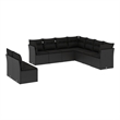 Afuera Living Contemporary 9 Piece Poly Rattan Sofa Set in Black