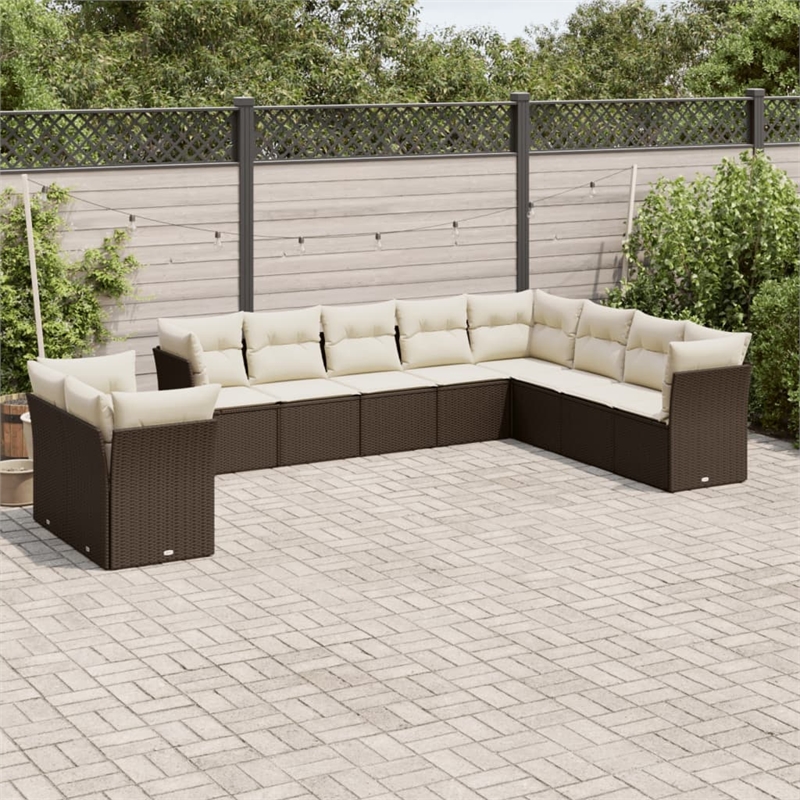 Afuera Living Contemporary Synthetic Poly Rattan Sofa Set in Brown