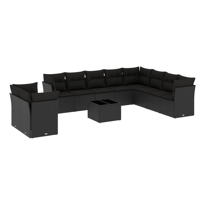 Afuera Living Contemporary 11 Piece Poly Rattan Small Sofa Set in Black