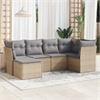 Afuera Living Contemporary 6 Piece Poly Rattan Sofa Set in Gray/Beige