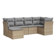 Afuera Living Contemporary 6 Piece Poly Rattan Sofa Set in Gray/Beige