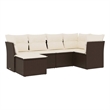 Afuera Living Contemporary Synthetic Poly Rattan Sofa Set in Brown/Cream