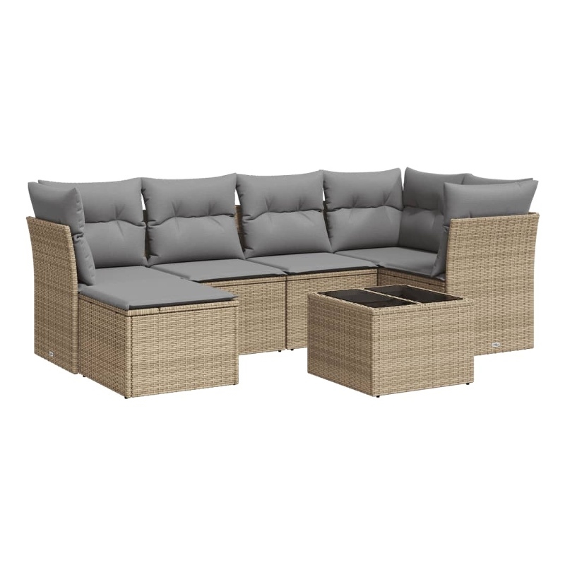 Afuera Living Contemporary Synthetic Poly Rattan Garden Sofa Set in Beige