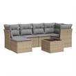 Afuera Living Contemporary Synthetic Poly Rattan Garden Sofa Set in Beige