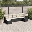 Afuera Living Contemporary Synthetic Poly Rattan 7 Piece Sofa Set in Black
