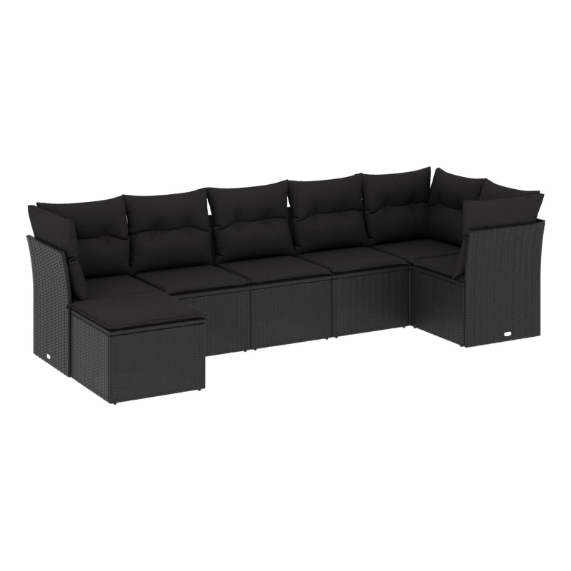 Afuera Living Contemporary 7 Piece Poly Rattan Sofa Set in Black