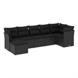 Afuera Living Contemporary 7 Piece Poly Rattan Sofa Set in Black