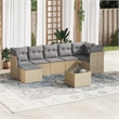 Afuera Living Contemporary 8 Piece Poly Rattan Sofa Set in Gray/Beige