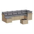 Afuera Living Contemporary 8 Piece Poly Rattan Sofa Set in Gray/Beige