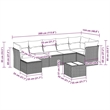 Afuera Living Contemporary 8 Piece Poly Rattan Sofa Set in Gray