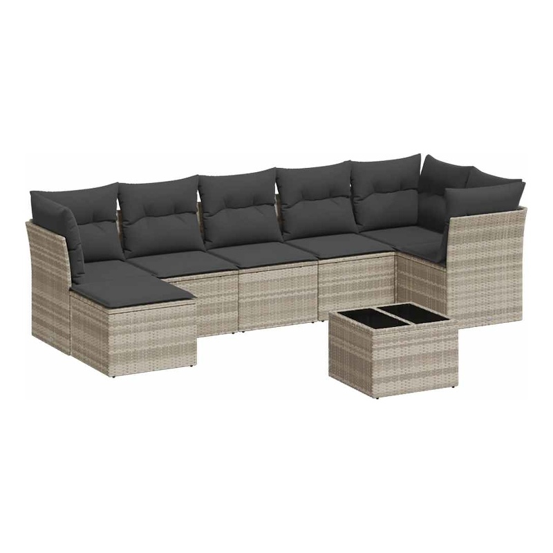 Afuera Living Contemporary 8 Piece Poly Rattan Sofa Set in Gray