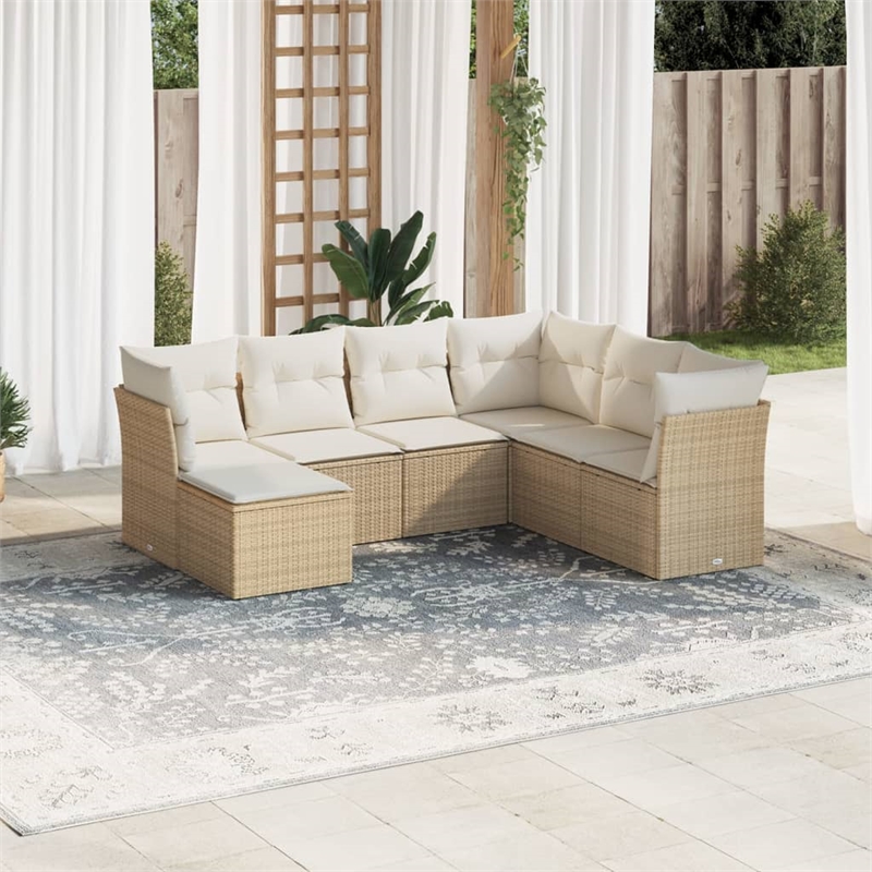 Afuera Living Contemporary Poly Rattan Large Sofa Set in Beige