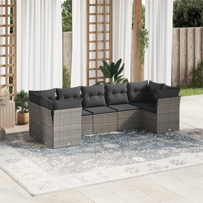Afuera Living Contemporary Synthetic Poly Rattan Sofa Set in Gray