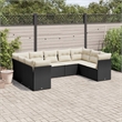 Afuera Living Contemporary Synthetic Poly Rattan 9 Piece Sofa Set in Black/Cream