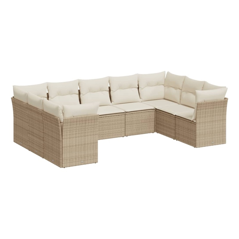 Afuera Living Contemporary Synthetic Poly Rattan Garden Sofa Set in Beige