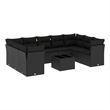 Afuera Living Contemporary Synthetic Poly Rattan 10 Piece Sofa Set in Black