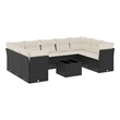 Afuera Living Contemporary 10 Piece Poly Rattan Sofa Set in Black/Cream