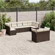 Afuera Living Contemporary 9 Piece Poly Rattan Sofa Set in Brown/Cream