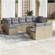 Afuera Living Contemporary Synthetic Poly Rattan 10 Piece Sofa Set in Gray/Beige
