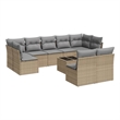 Afuera Living Contemporary Synthetic Poly Rattan 10 Piece Sofa Set in Gray/Beige