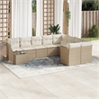 Afuera Living Synthetic Poly Rattan 10 Piece Sofa Set in Cream/Beige