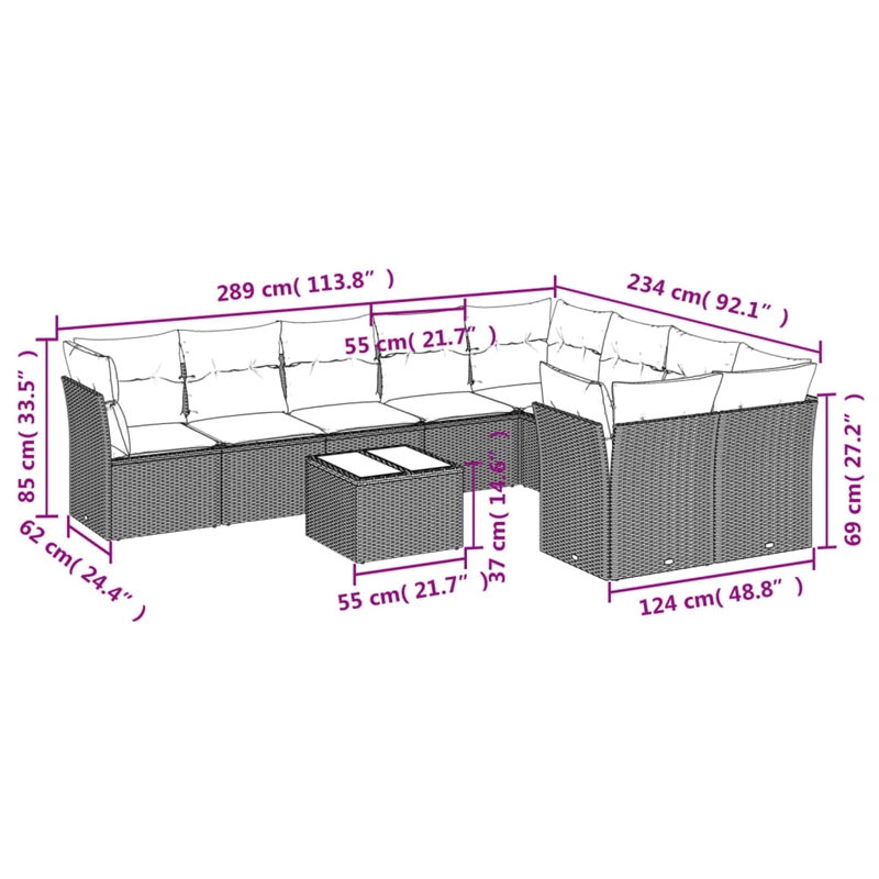 Afuera Living Contemporary Synthetic Poly Rattan Sofa Set in Beige
